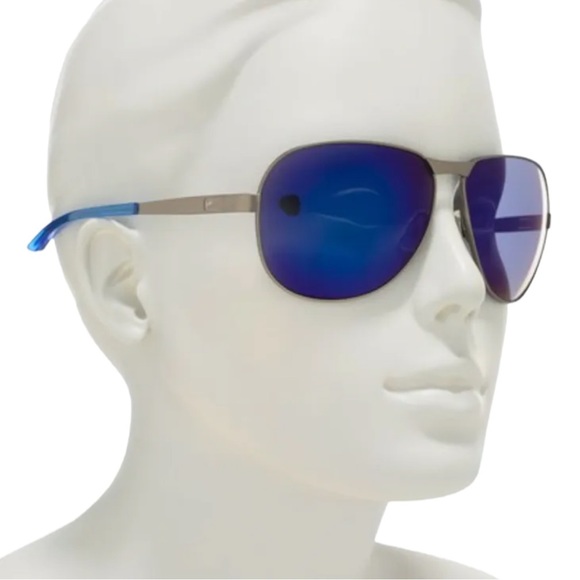 Puma Aviator Sunglasses Gray Frame Blue Acetate Lens 63-13- 135 mm 100% UV Pro